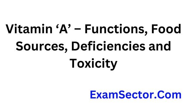 Vitamin ‘A’ – Functions, Food Sources, Deficiencies