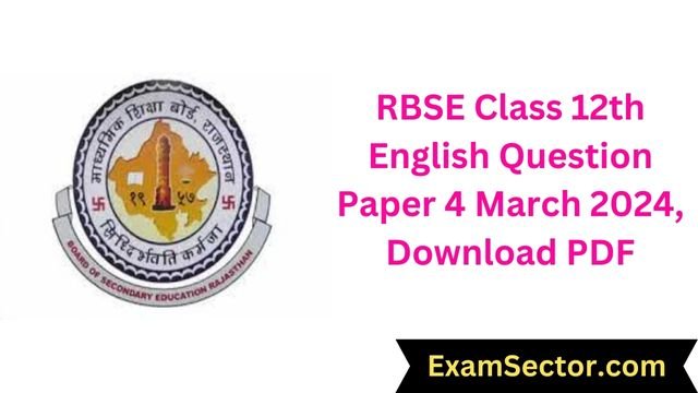 class 12 english exam paper 2024 rbse