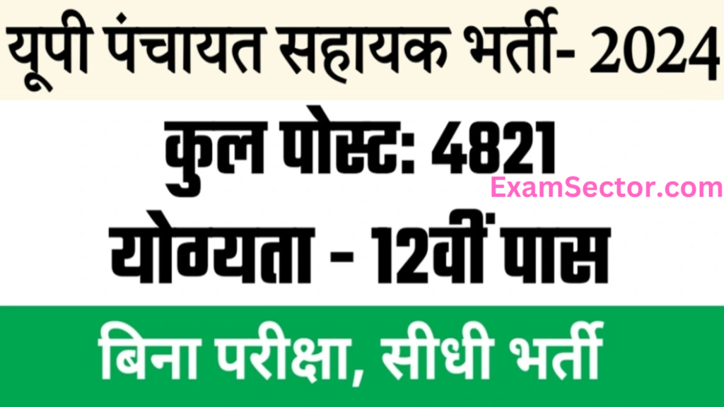 UP Panchayat Sahayak Recruitment 2024 Apply Form for DEO 4821 Posts