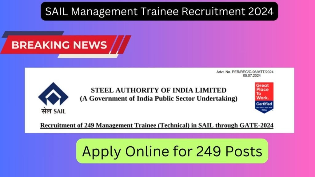 SAIL Management Trainee Recruitment 2024: Apply Online for 249 Posts